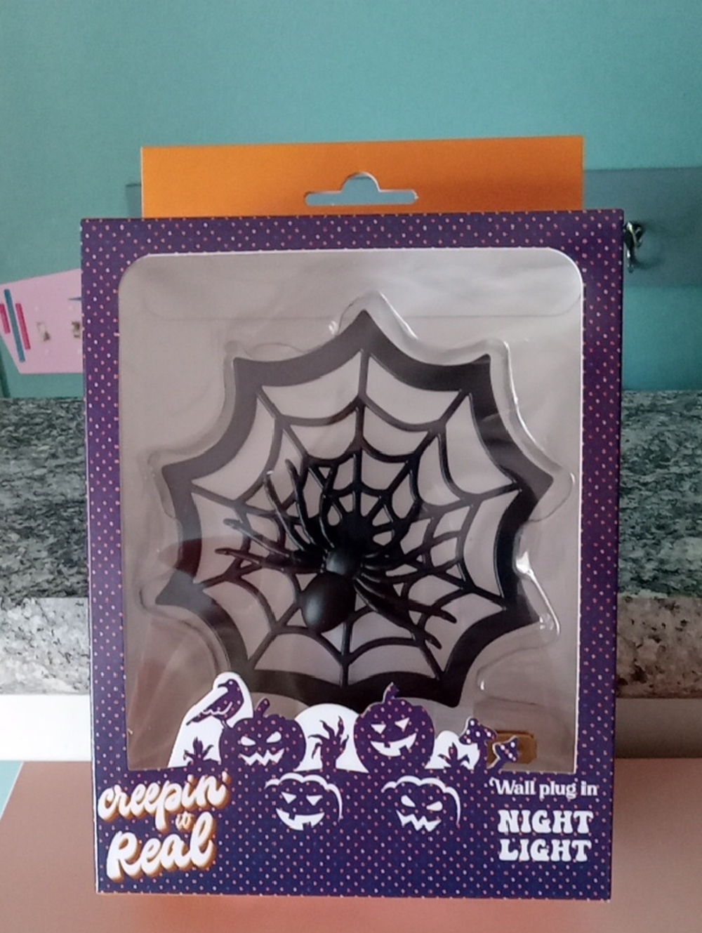 Black Spiderweb Wall Plug-In Night Light NIB